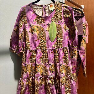 Farm Rio Lavender Tiger Dress and Sweater (can be sold separately)